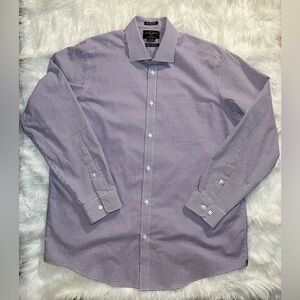 Black Brown 1826 | Men’s Purple/White Checkered Dress Shirt 17.5 Neck 36 Sleeve